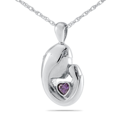 Mother's Love Purple Stone Silver Keepsake