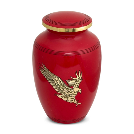 Bald Eagle Red Brass Urn